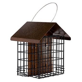 Mekkapro Suet Feeder With Hanging Metal Roof, Two Suet Capacity, Bird Feeder Hanger Water Resistant
