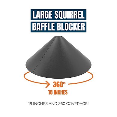 Mekkapro Squirrel Baffle Blocker, Wrap Around, 18-inch - Black Powder Coated Steel, Wrap Guard