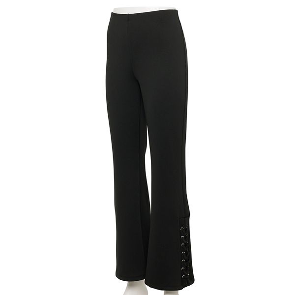 Women's INTEMPO LaceUp Hems Flared Scuba Pants