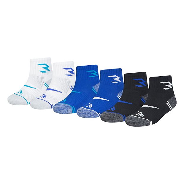 Boys Nike 3BRAND by Russell Wilson 6-Pack Crew Socks, Boy's, Size: 9-11, Blue