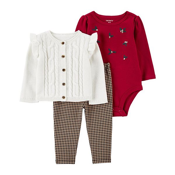 Baby Girl Carter's 3Piece Little Cardigan & Leggings Set