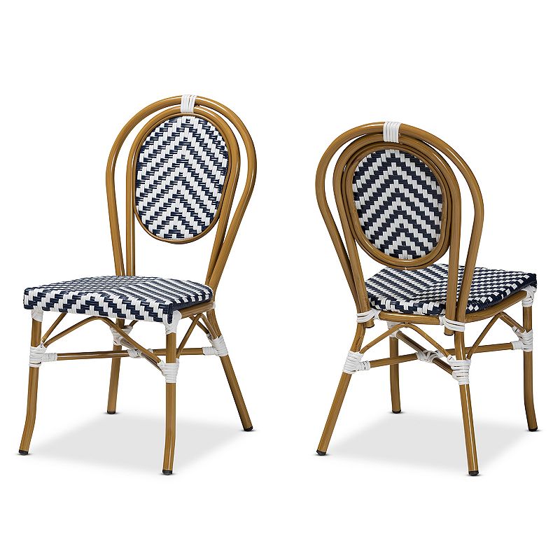 Baxton Studio Alaire Outdoor Dining Chairs 2-piece Set, Blue