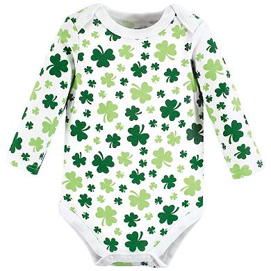 Hudson Baby Infant Girl Cotton Long-Sleeve Bodysuits, St Patricks Rainbow