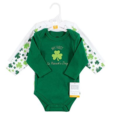 Hudson Baby Infant Girl Cotton Long-Sleeve Bodysuits, St Patricks Rainbow