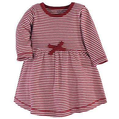 Touched by Nature Baby and Toddler Girl Organic Cotton Long-Sleeve Dresses 2pk, Holly Berry