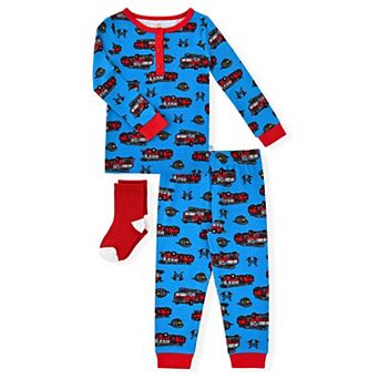 Sleep On It Infant Boys 2 pc Super Soft Jersey Snug-fit Pajama Set With Matching Socks