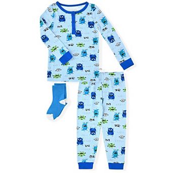 Sleep On It Infant Boys 2 pc Super Soft Jersey Snug-fit Pajama Set With Matching Socks