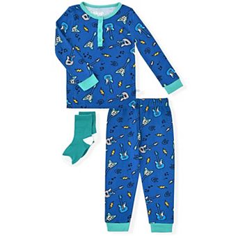 Sleep On It Infant Boys 2 pc Super Soft Jersey Snug-fit Pajama Set With Matching Socks