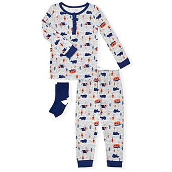 Sleep On It Infant Boys 2 pc Super Soft Jersey Snug-fit Pajama Set With Matching Socks