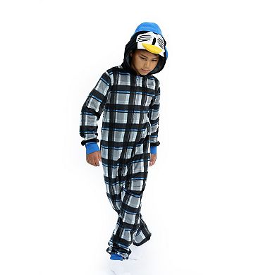 Sleep On It Boys Zip-up Hooded Sleeper Pajama With Built Up 3d Character Hood