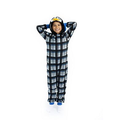 Sleep On It Boys Zip-up Hooded Sleeper Pajama With Built Up 3d Character Hood