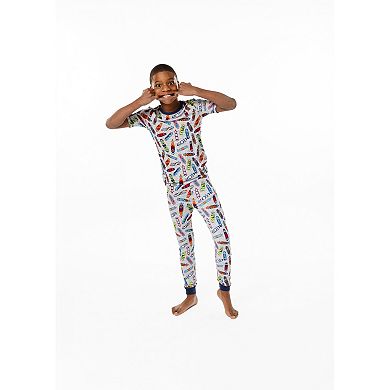 Sleep On It Boys 2-Piece Super Soft Jersey Snug-Fit Pajama Top and Pajama Shorts Set - Toddler