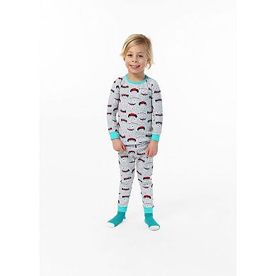 Sleep On It Infant/Toddler Boys Wacky Monster Snug Fit 2-Piece Pajama Sleep Set With Matching Socks