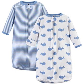 Hudson Baby Infant Boy Cotton Long-Sleeve Wearable Sleeping Bag, Sack, Blanket, Blue Whales
