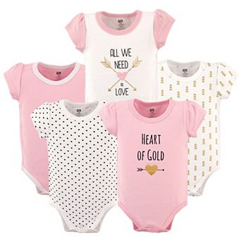 Hudson Baby Infant Girl Cotton Bodysuits 5 pk Heart