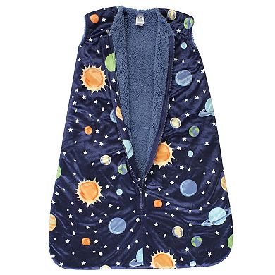Hudson Baby Infant Boy Mink with Faux Shearling Inner Sleeping Bag, Sack, Blanket, Solar System