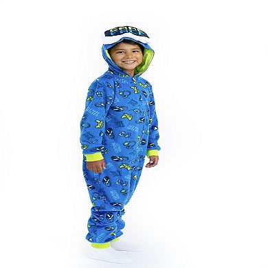 Sleep On It Boys Zip-up Hooded Sleeper Pajama With Built Up 3d Character Hood