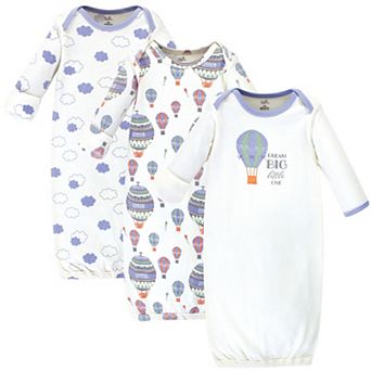 Touched by Nature Baby Boy Organic Cotton Long-Sleeve Gowns 3 pk Hot Air Balloon
