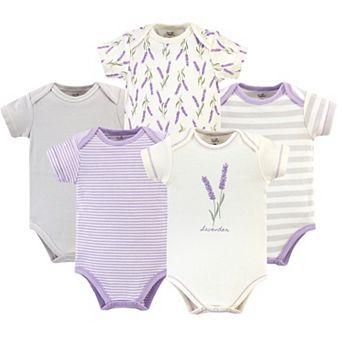 Touched by Nature Baby Girl Organic Cotton Bodysuits 5 pk Lavender