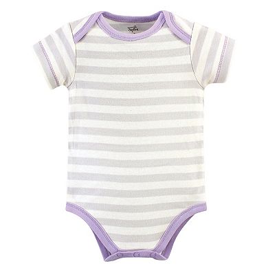 Touched by Nature Baby Girl Organic Cotton Bodysuits 5pk, Lavender