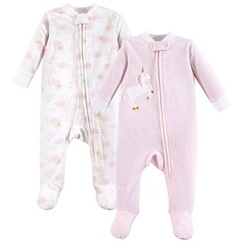Yoga Sprout Baby Girl Fleece Zipper Sleep and Play 2 pk Unicorn