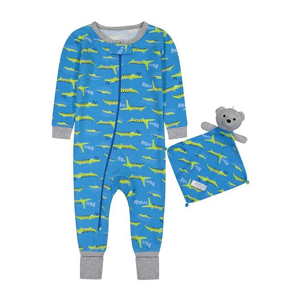 Sleep On It Infant Boys Little Gator Zip-Front Coverall Pajama