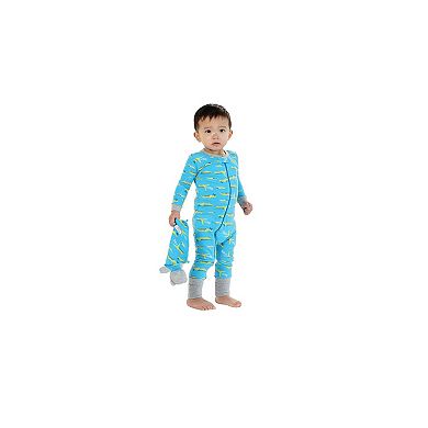 Sleep On It Infant Boys Long Sleeve Snuggle Jersey Zip-up Coverall Pajama W/ Matching Blankey Buddy