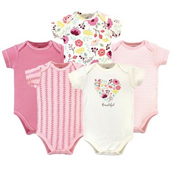 Touched by Nature Baby Girl Organic Cotton Bodysuits 5 pk Botanical