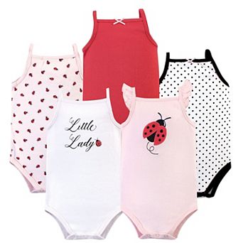 Hudson Baby Infant Girl Cotton Sleeveless Bodysuits 5 pk Ladybug, 3-6 Months