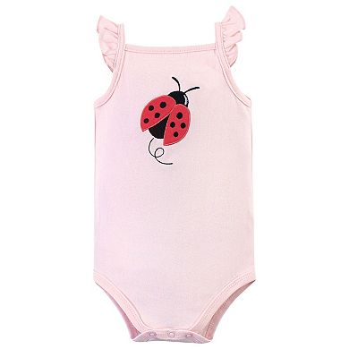 Hudson Baby Infant Girl Cotton Sleeveless Bodysuits 5pk, Ladybug, 3-6 Months