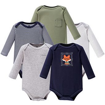 Infant Boy Cotton Long-Sleeve Bodysuits 5 pk