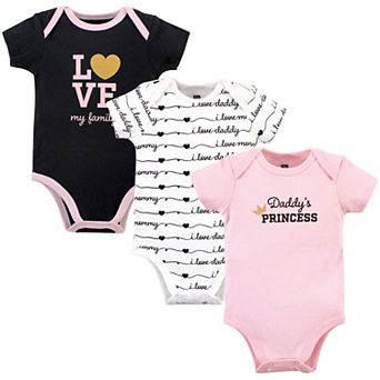Hudson Baby Infant Girl Cotton Bodysuits 3 pk Daddys Princess