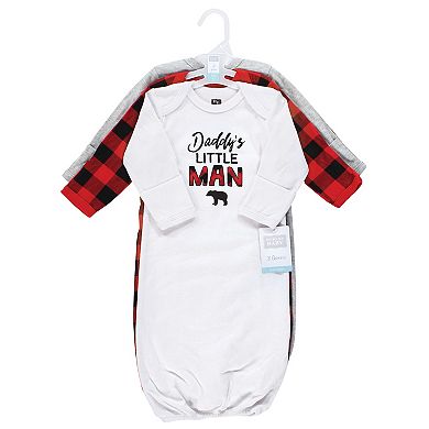 Hudson Baby Infant Boy Cotton Gowns, Buffalo Plaid Family, Preemie/Newborn