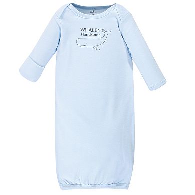 Touched by Nature Baby Boy Organic Cotton Long-Sleeve Gowns 3pk, Whale