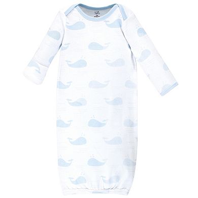 Touched by Nature Baby Boy Organic Cotton Long-Sleeve Gowns 3pk, Whale