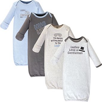 Luvable Friends Baby Boy Cotton Long-Sleeve Gowns 4 pk Ladies, 0-6 Months