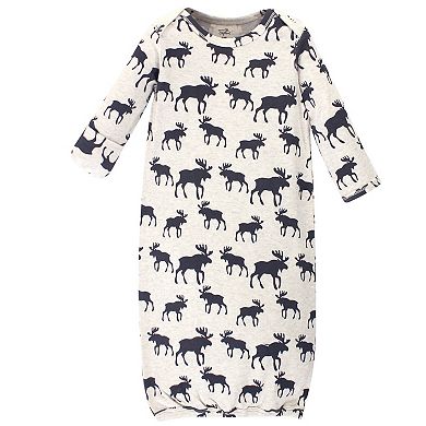 Touched by Nature Baby Boy Organic Cotton Long-Sleeve Gowns 3pk, Tan Moose