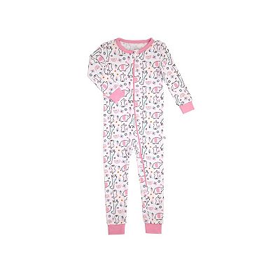 Sleep On It Infant Girls Long Sleeve Super Soft Snuggle Jersey Zip-up Coverall With Blankey Buddy