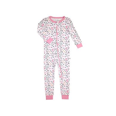 Sleep On It Infant Girls Long Sleeve Super Soft Snuggle Jersey Zip-up Coverall With Blankey Buddy