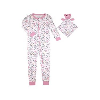 Sleep On It Infant Girls Long Sleeve Super Soft Snuggle Jersey Zip-up Coverall With Blankey Buddy