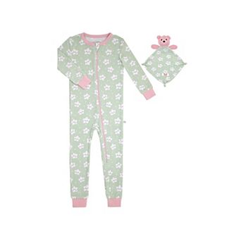 Sleep On It Infant Girls Long Sleeve Super Soft Snuggle Jersey Zip-up Coverall With Blankey Buddy