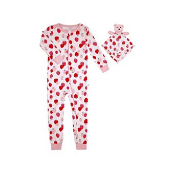 Sleep On It Infant Girls Long Sleeve Super Soft Snuggle Jersey Zip-up Coverall With Blankey Buddy