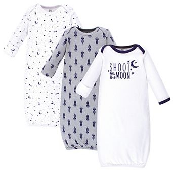 Yoga Sprout Baby Boy Cotton Long-Sleeve Gowns 3 pk