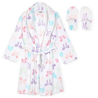Sleep On It Girls Plush Flannel Fleece Collar Robe