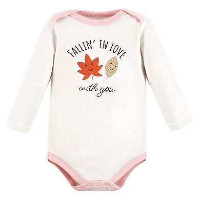 Hudson Baby Infant Girl Cotton Long-Sleeve Bodysuits, Fall 3-Pack, 6-9 Months