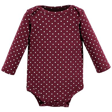 Hudson Baby Infant Girl Cotton Long-Sleeve Bodysuits, Fall 3-Pack, 6-9 Months