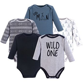 Yoga Sprout Baby Boy Cotton Long-Sleeve Bodysuits 5 pk Wild One