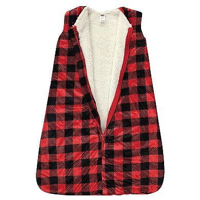 Hudson Baby Infant Boy Mink with Faux Shearling Inner Sleeping Bag, Sack, Blanket, Buffalo Plaid