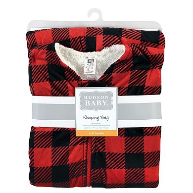 Hudson Baby Infant Boy Mink with Faux Shearling Inner Sleeping Bag, Sack, Blanket, Buffalo Plaid