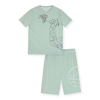Sleep On It Boys 2 pc Short-Sleeve Jersey Pajama Top and Pajama Pants Set